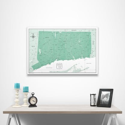 Connecticut Map Poster - Green Color Splash CM Poster