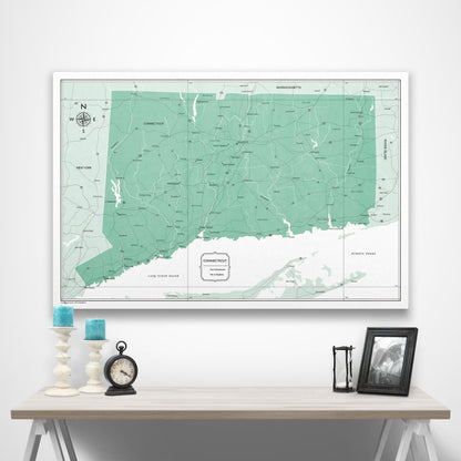 Connecticut Map Poster - Green Color Splash CM Poster