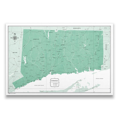 Connecticut Map Poster - Green Color Splash CM Poster