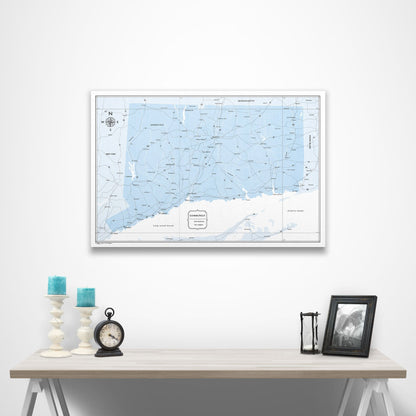 Connecticut Map Poster - Light Blue Color Splash CM Poster