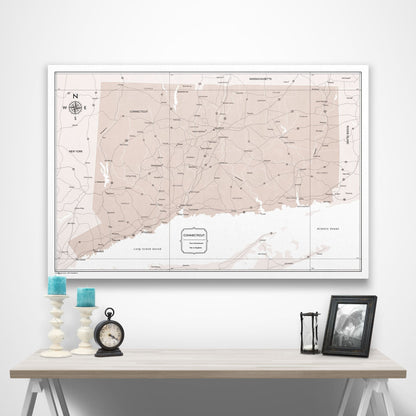 Connecticut Map Poster - Light Brown Color Splash CM Poster