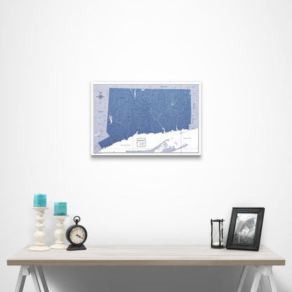 Connecticut Map Poster - Navy Color Splash CM Poster