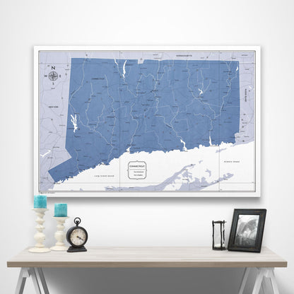 Connecticut Map Poster - Navy Color Splash CM Poster