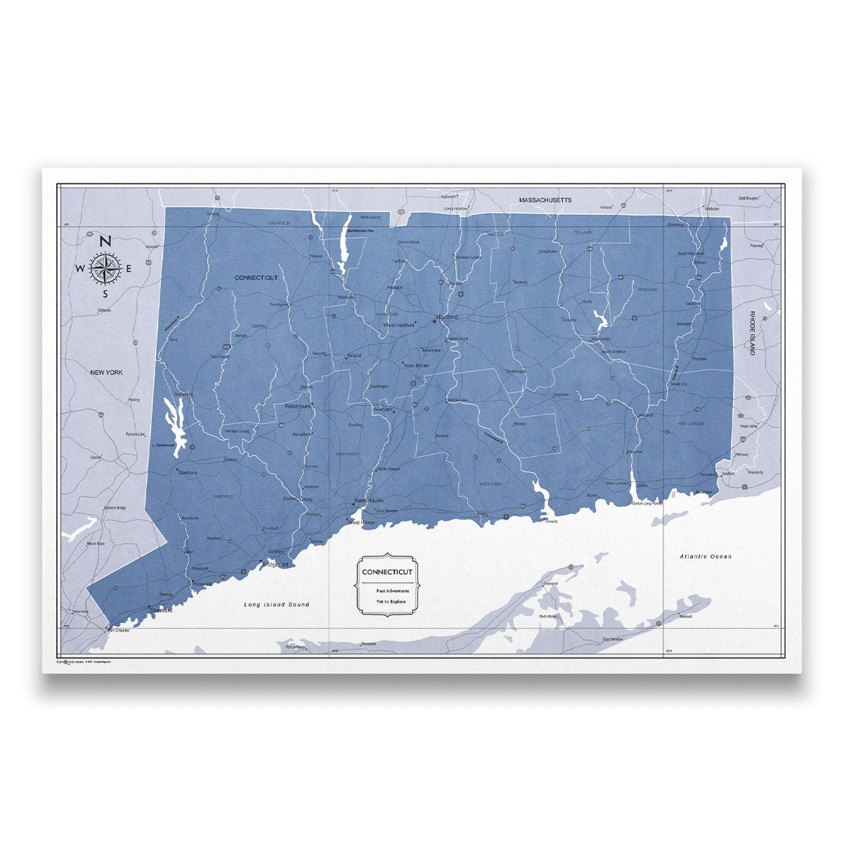 Connecticut Map Poster - Navy Color Splash CM Poster