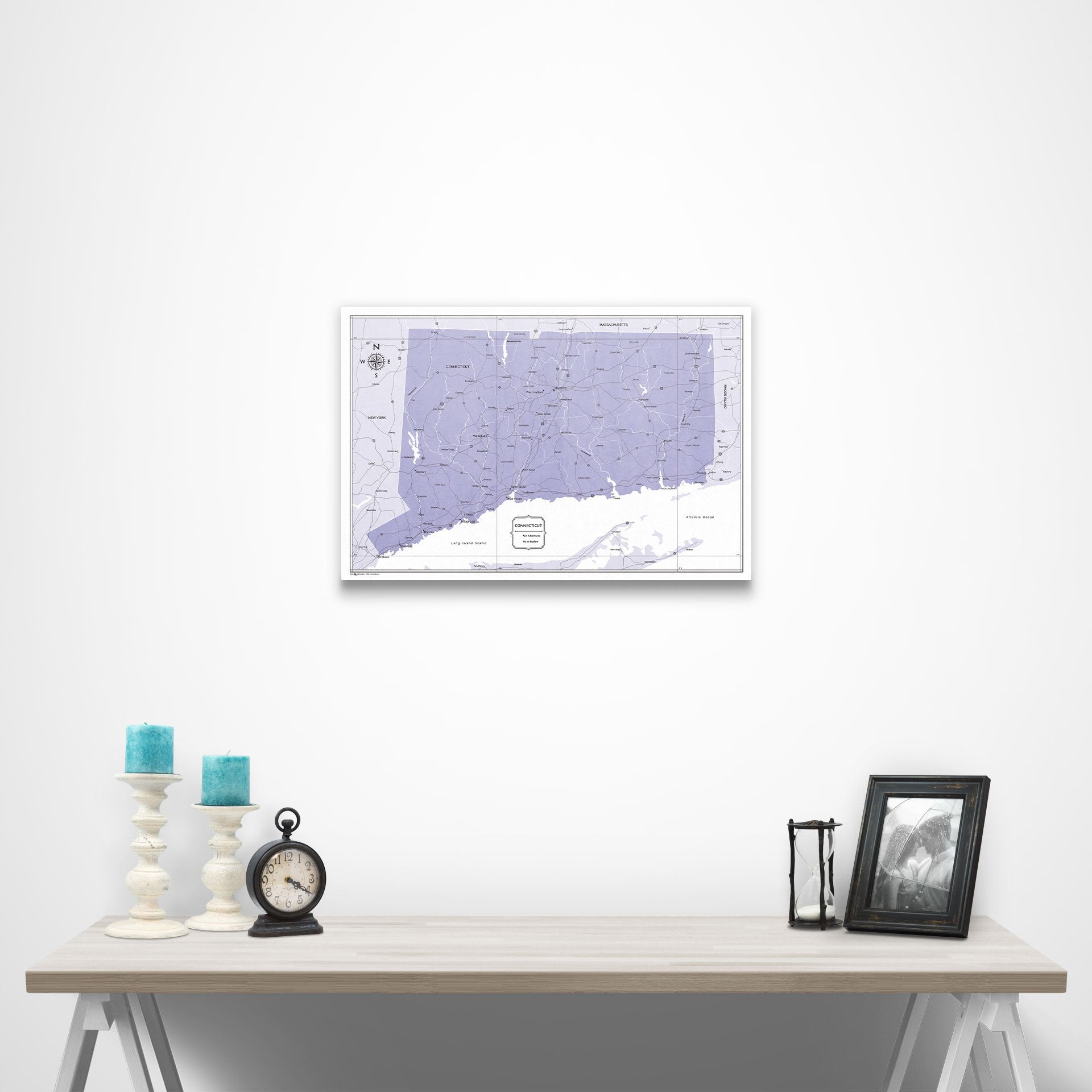 Connecticut Map Poster - Purple Color Splash CM Poster