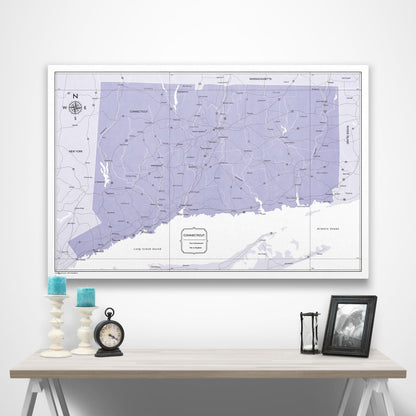 Connecticut Map Poster - Purple Color Splash CM Poster