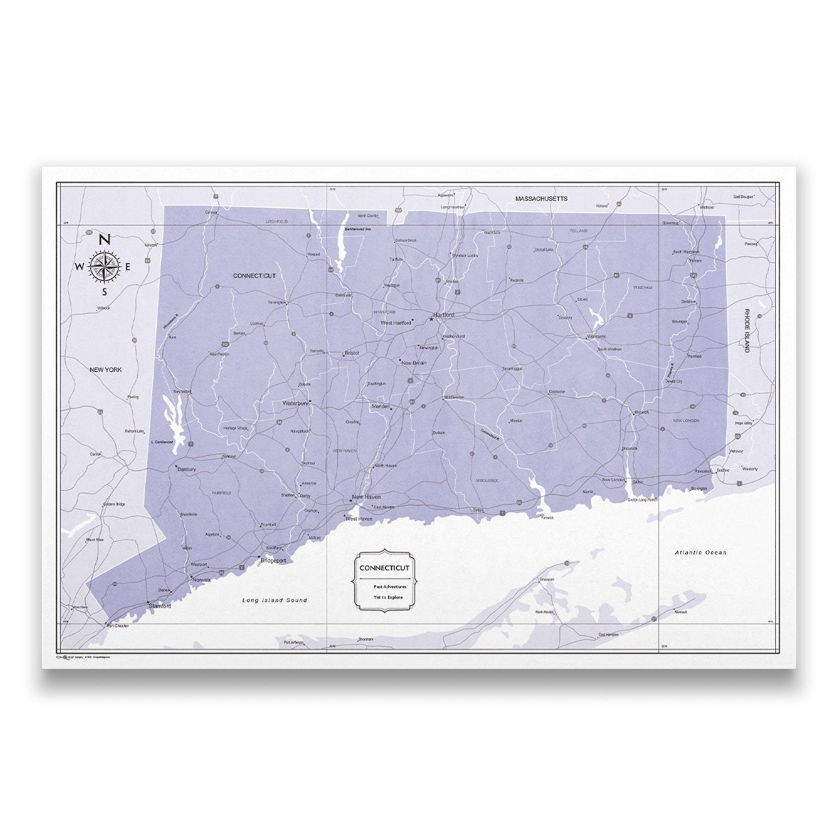 Connecticut Map Poster - Purple Color Splash CM Poster