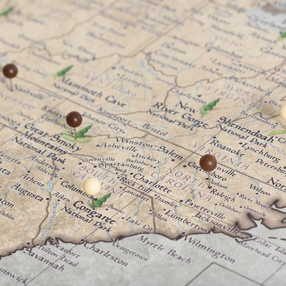 Push Pin National Parks Map (Pin Board) - Rustic Vintage CM Pin Board