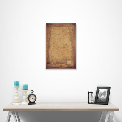 Alabama Map Poster - Golden Aged CM Poster