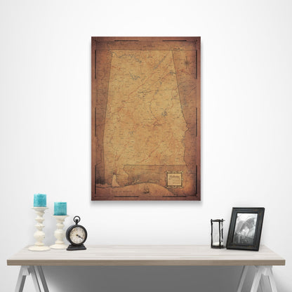 Alabama Map Poster - Golden Aged CM Poster