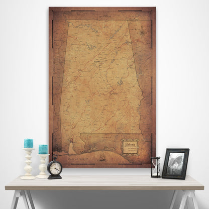 Alabama Map Poster - Golden Aged CM Poster