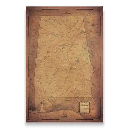 Alabama Map Poster - Golden Aged CM Poster