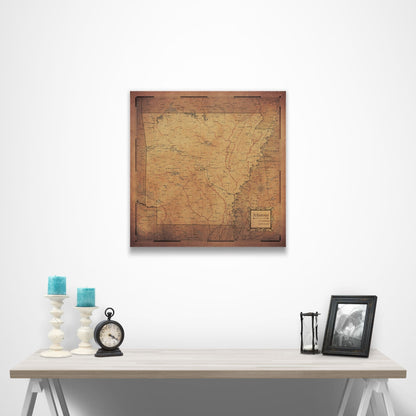 Arkansas Map Poster - Golden Aged CM Poster