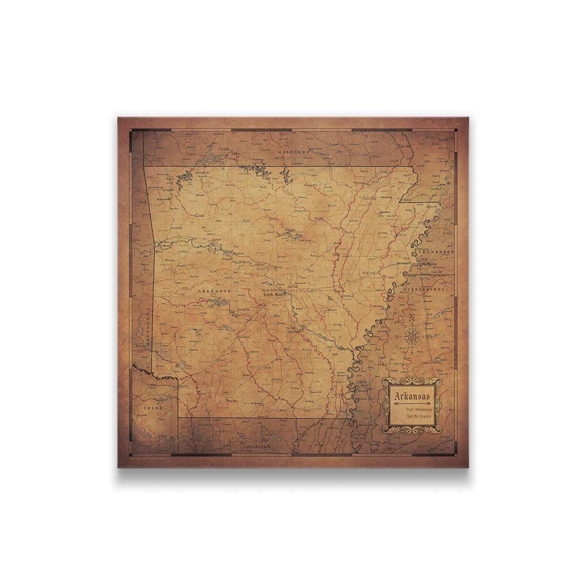 Arkansas Map Poster - Golden Aged CM Poster