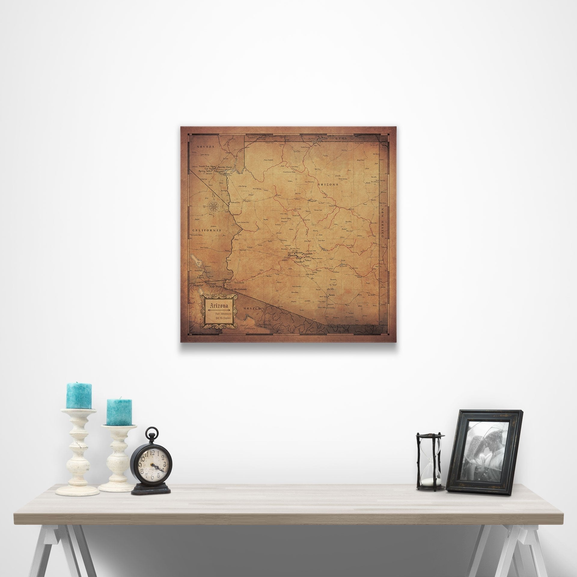 Arizona Map Poster - Golden Aged CM Poster