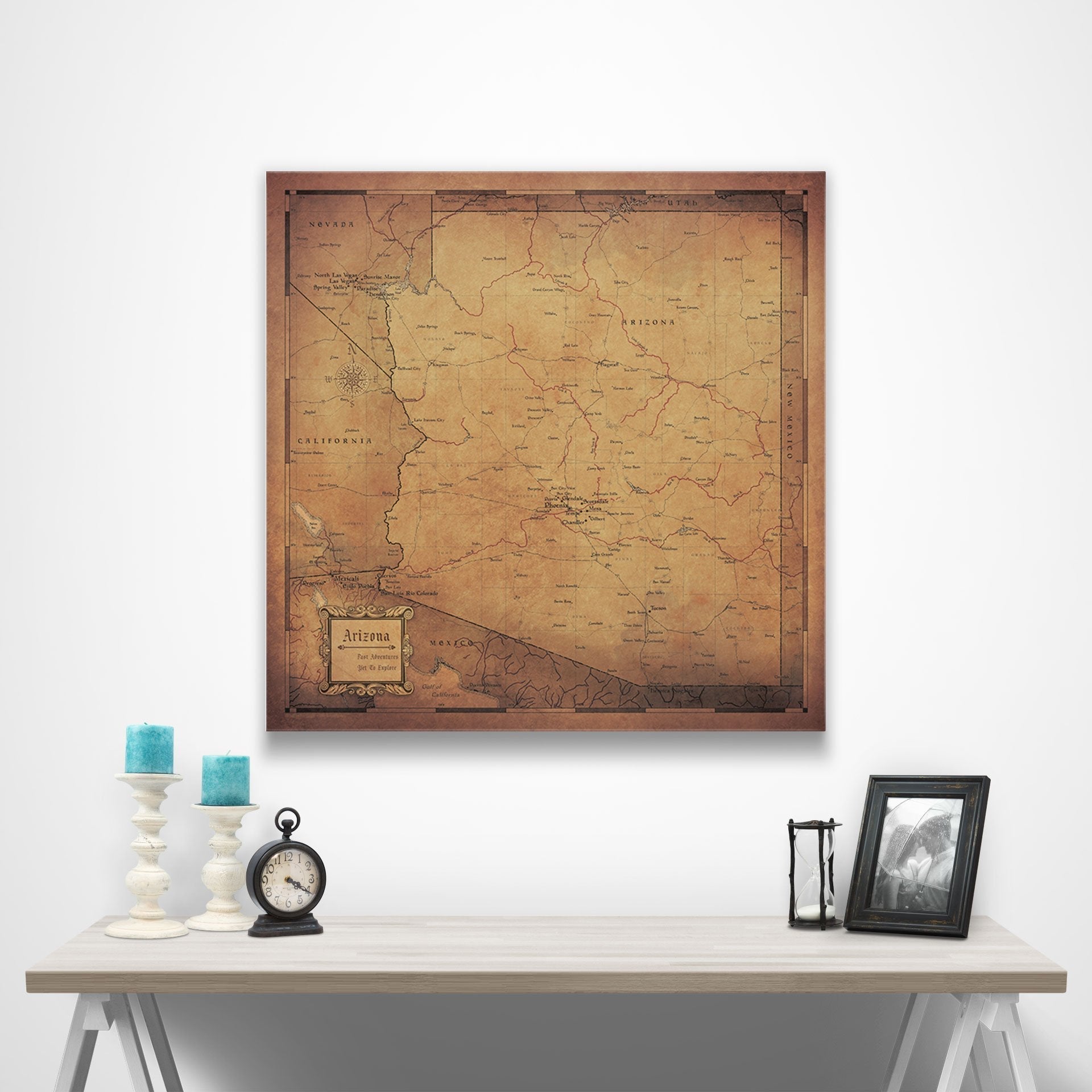 Arizona Map Poster - Golden Aged CM Poster