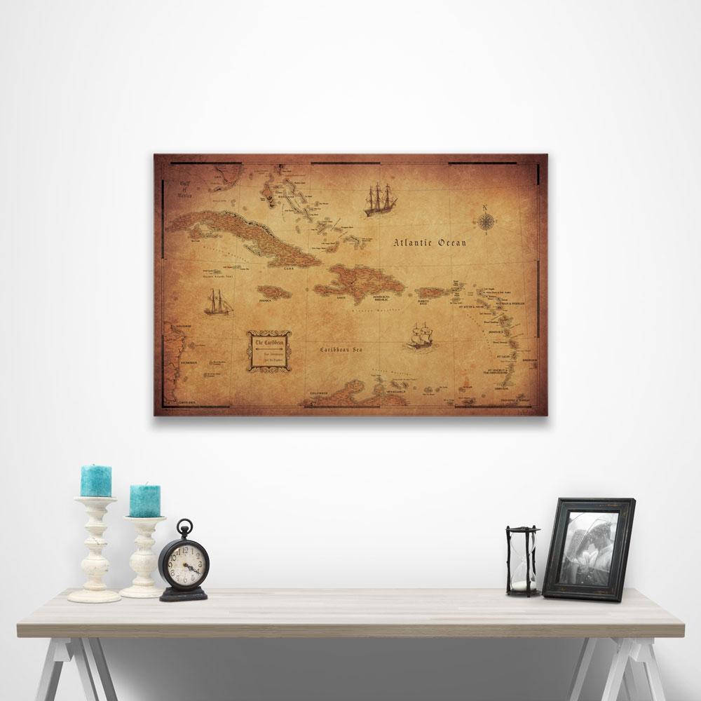 Caribbean Poster Map - Golden Aged CM Poster