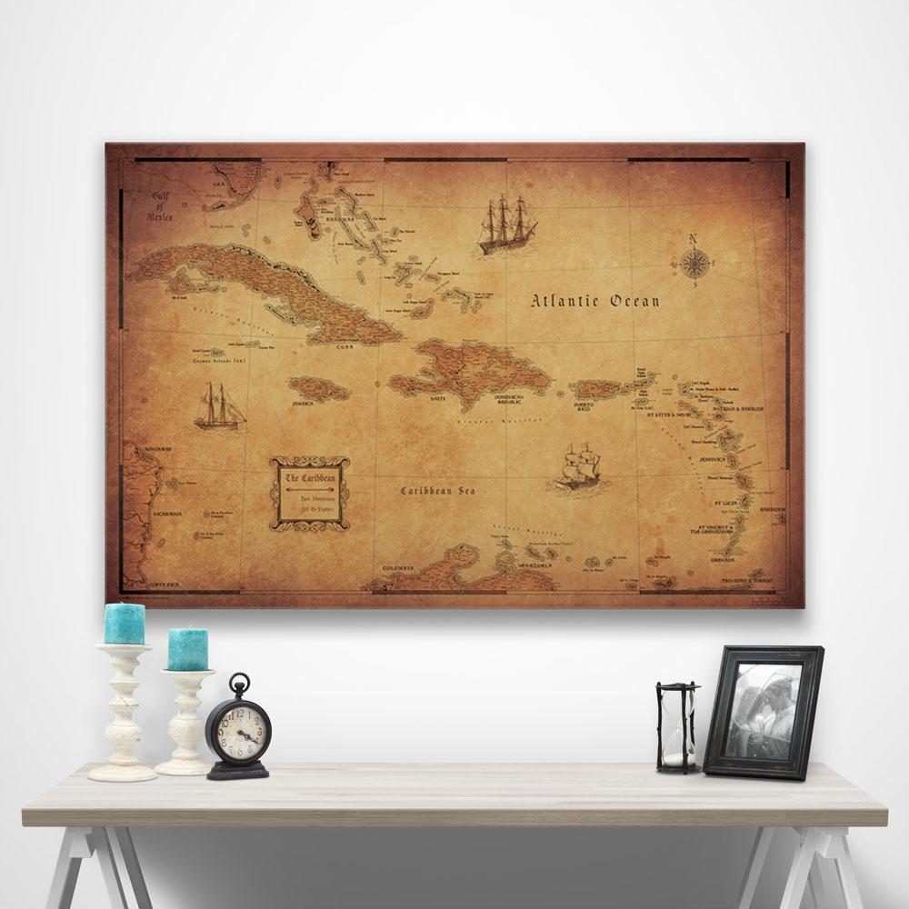 Caribbean Poster Map - Golden Aged CM Poster