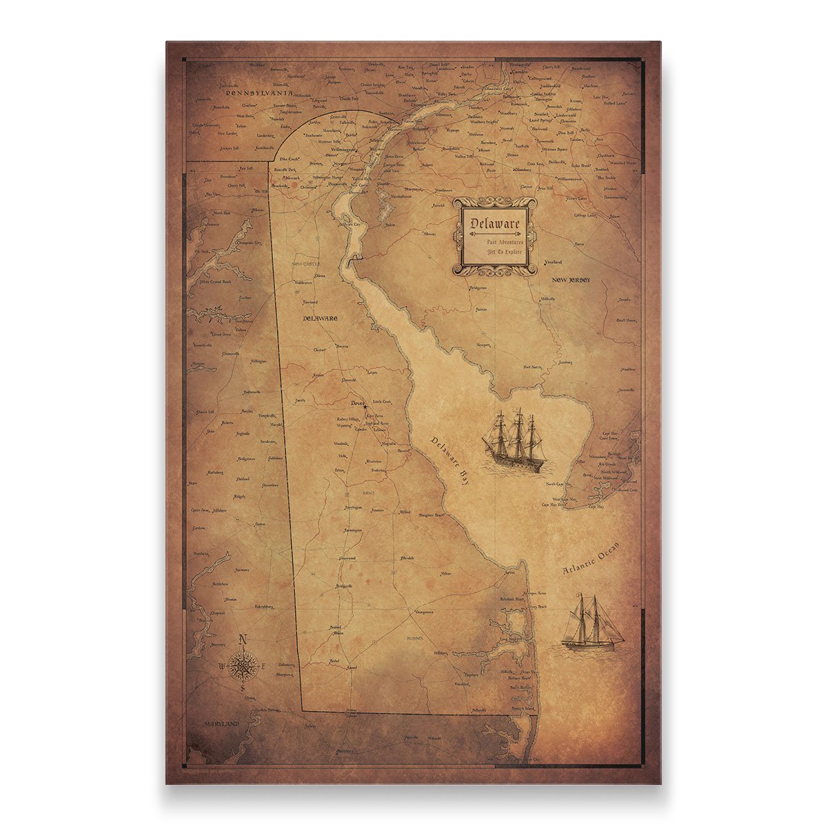 Push Pin Delaware Map (Pin Board) - Golden Aged CM Pin Board