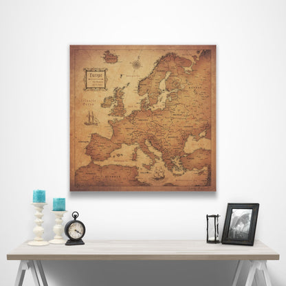 Europe Map Poster - Golden Aged CM Poster