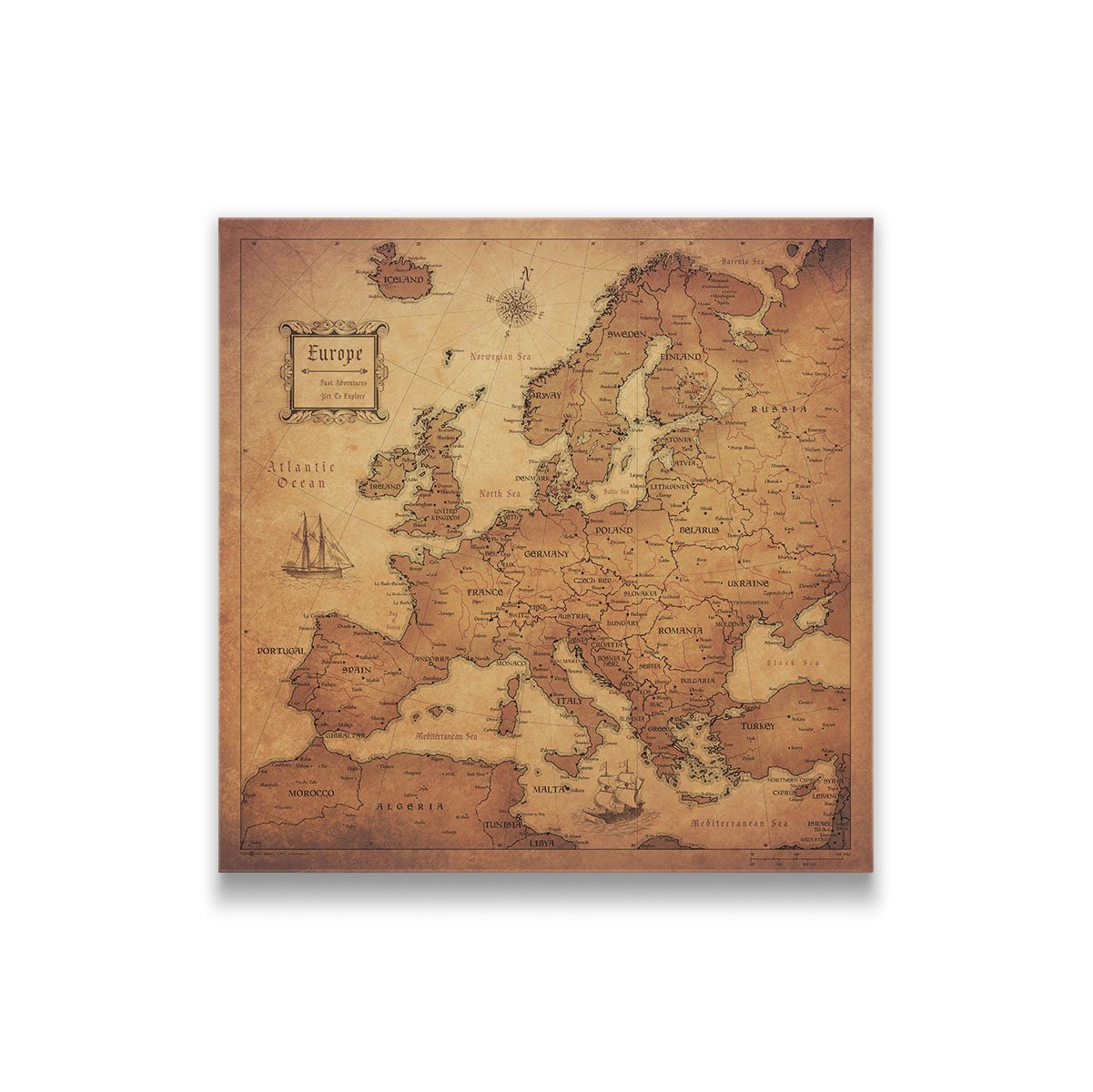 Push Pin Europe Map (Pin Board) - Golden Aged CM Pin Board