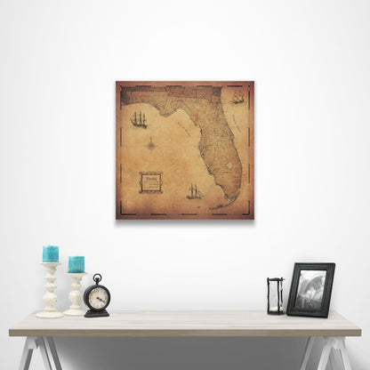 Florida Map Poster - Golden Aged CM Poster