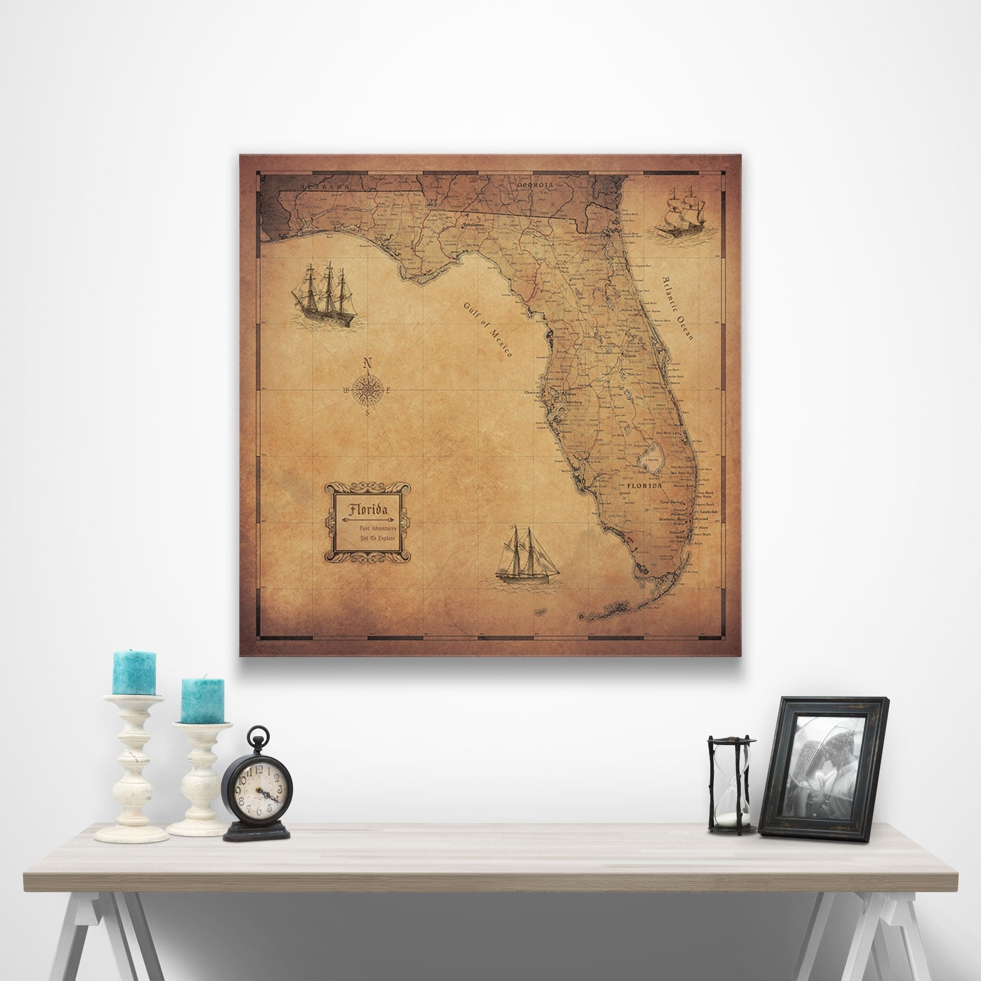 Florida Map Poster - Golden Aged CM Poster