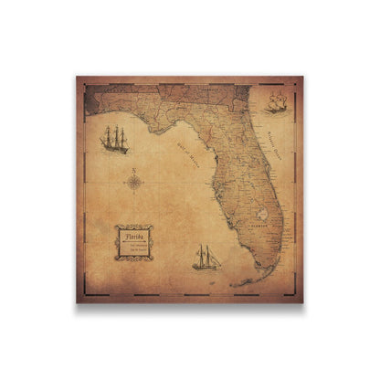 Florida Map Poster - Golden Aged CM Poster