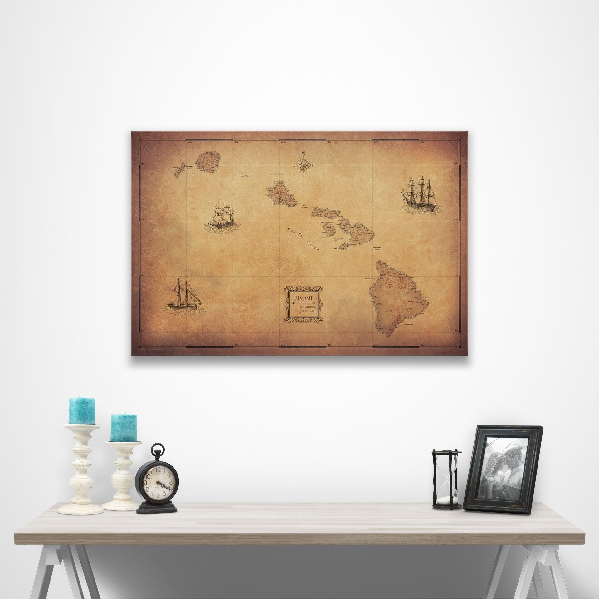 Hawaii Map Poster - Golden Aged CM Poster