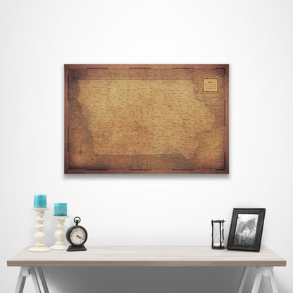 Iowa Map Poster - Golden Aged CM Poster