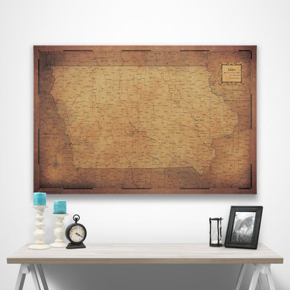 Iowa Map Poster - Golden Aged CM Poster