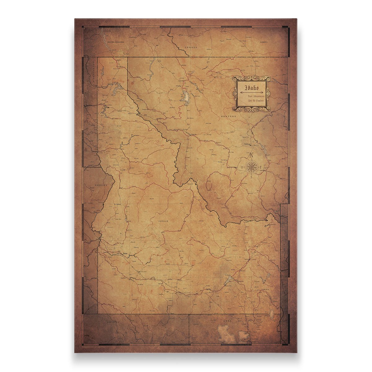 Idaho Map Poster - Golden Aged CM Poster