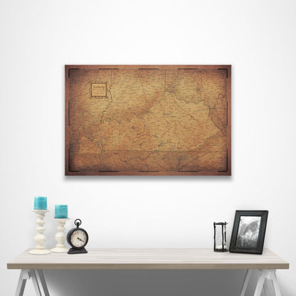 Kentucky Map Poster - Golden Aged CM Poster