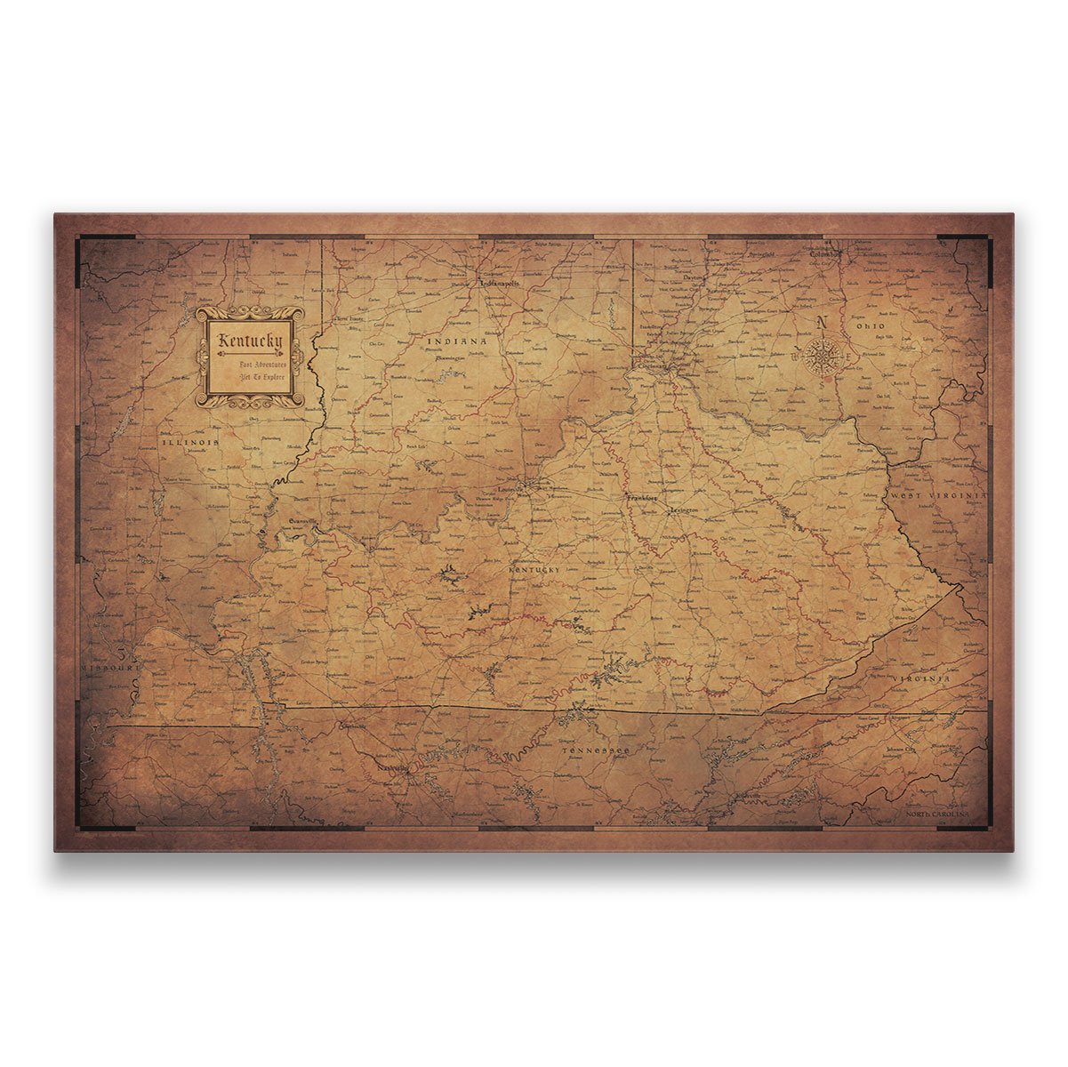 Push Pin Kentucky Map (Pin Board) - Golden Aged CM Pin Board