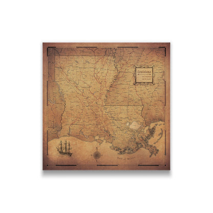 Push Pin Louisiana Map (Pin Board) - Golden Aged CM Pin Board