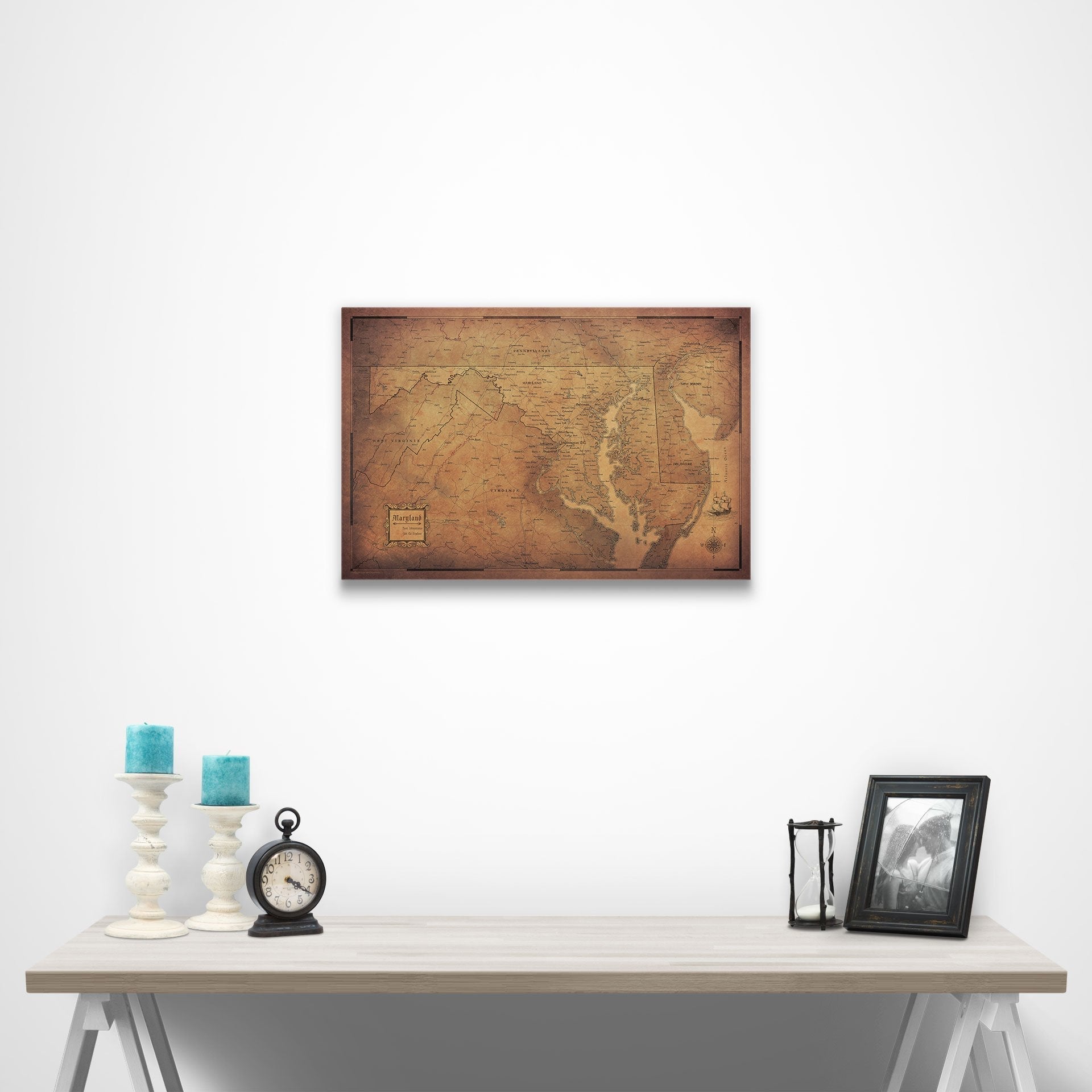 Maryland Map Poster - Golden Aged CM Poster