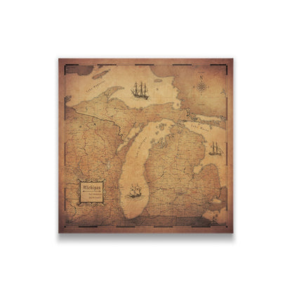 Push Pin Michigan Map (Pin Board) - Golden Aged CM Pin Board