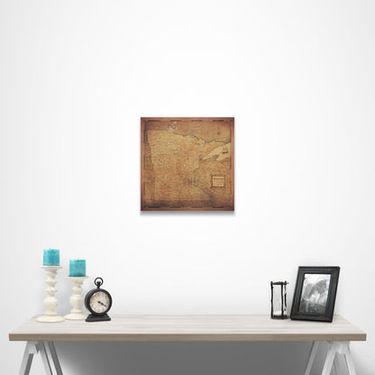 Minnesota Map Poster - Golden Aged CM Poster