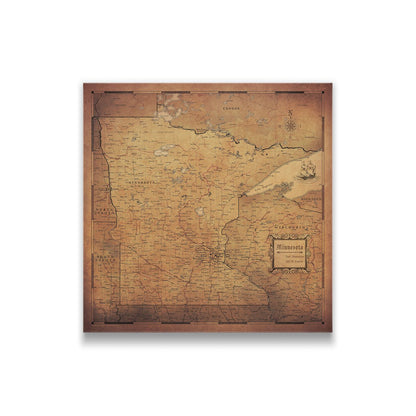 Minnesota Map Poster - Golden Aged CM Poster