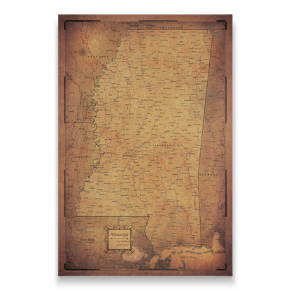 Push Pin Mississippi Map (Pin Board) - Golden Aged CM Pin Board