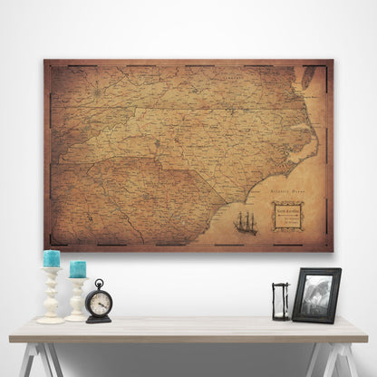 North Carolina Map Poster - Golden Aged CM Poster