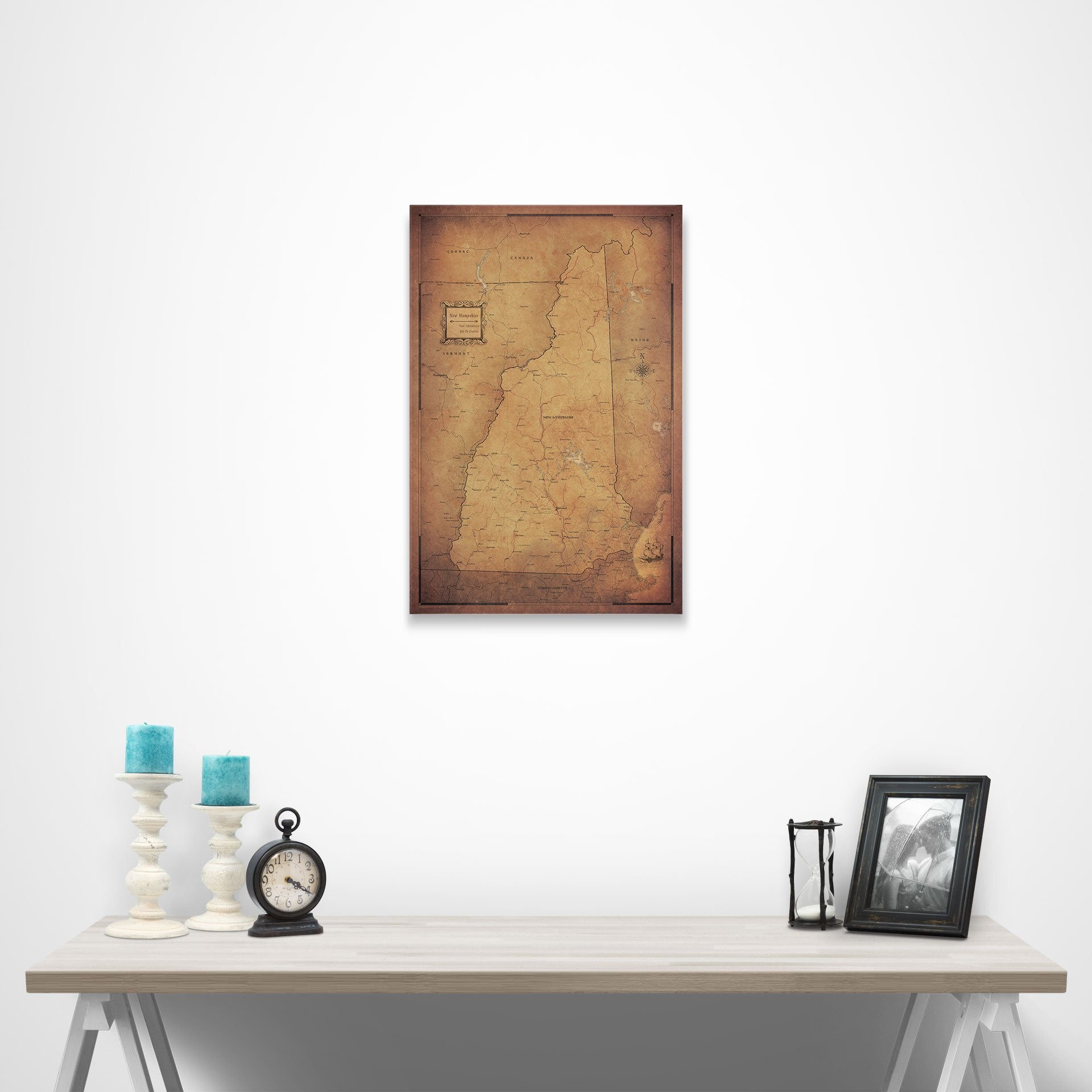 New Hampshire Map Poster - Golden Aged CM Poster