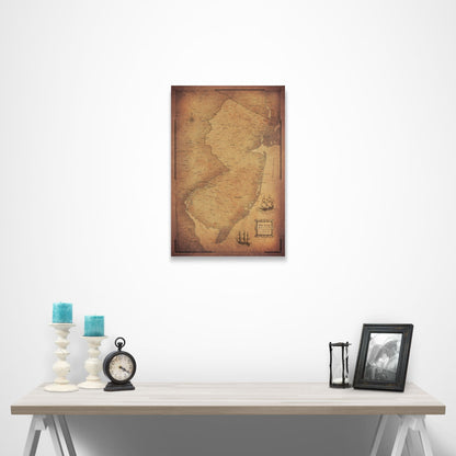 New Jersey Map Poster - Golden Aged CM Poster