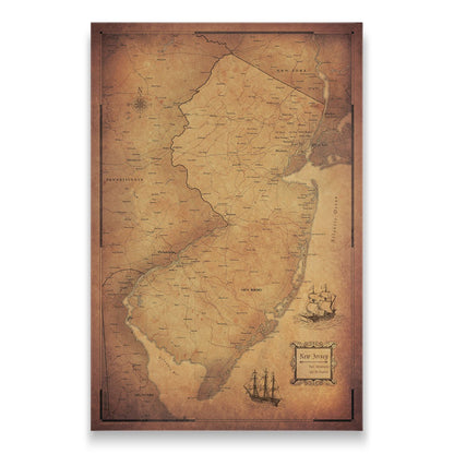 New Jersey Map Poster - Golden Aged CM Poster