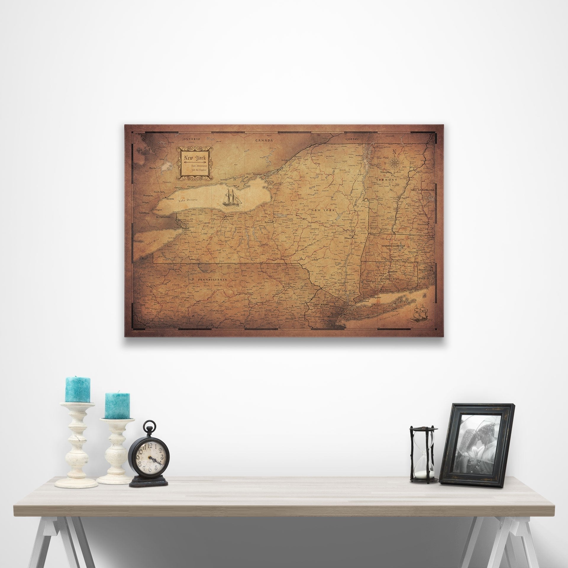 New York Map Poster - Golden Aged CM Poster