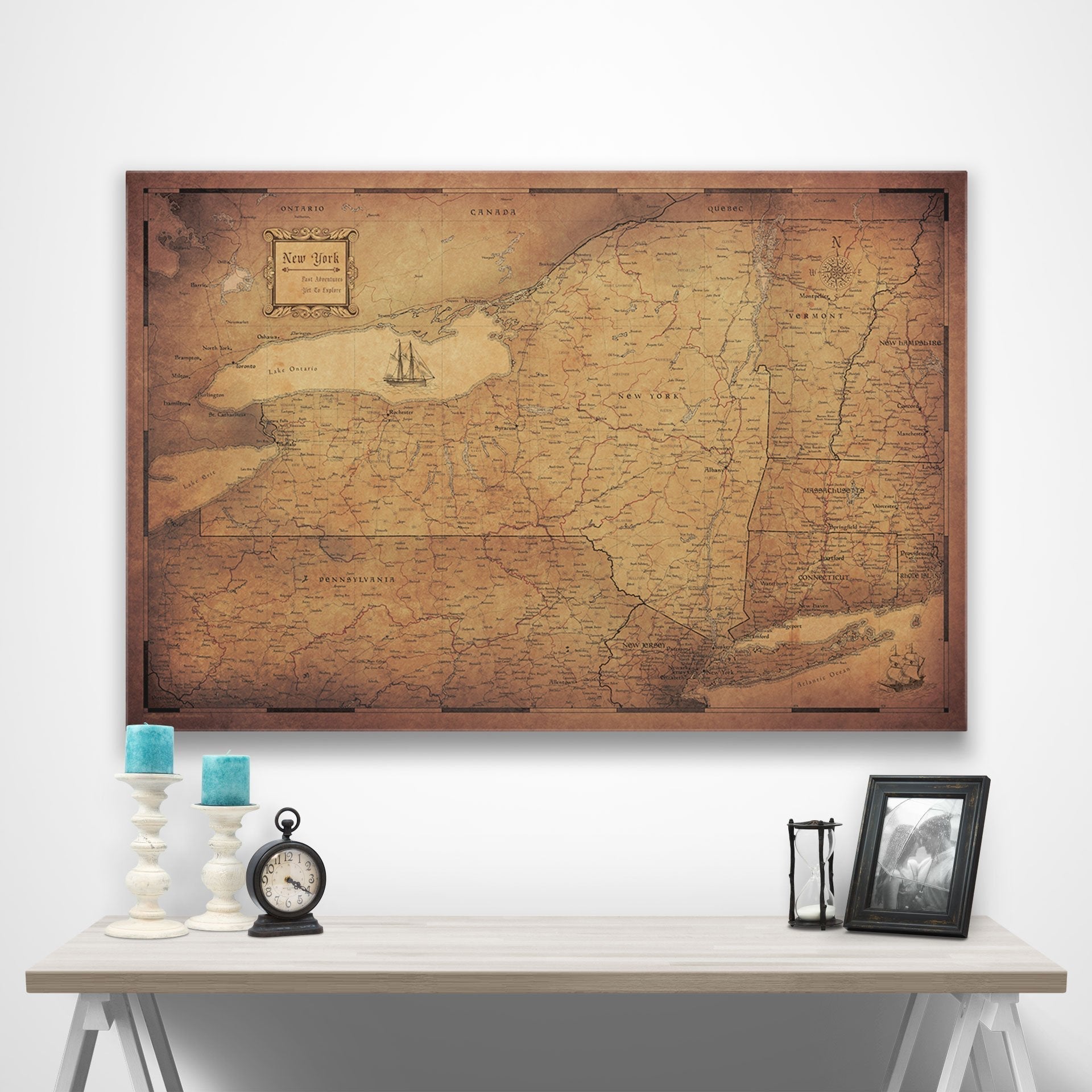 New York Map Poster - Golden Aged CM Poster