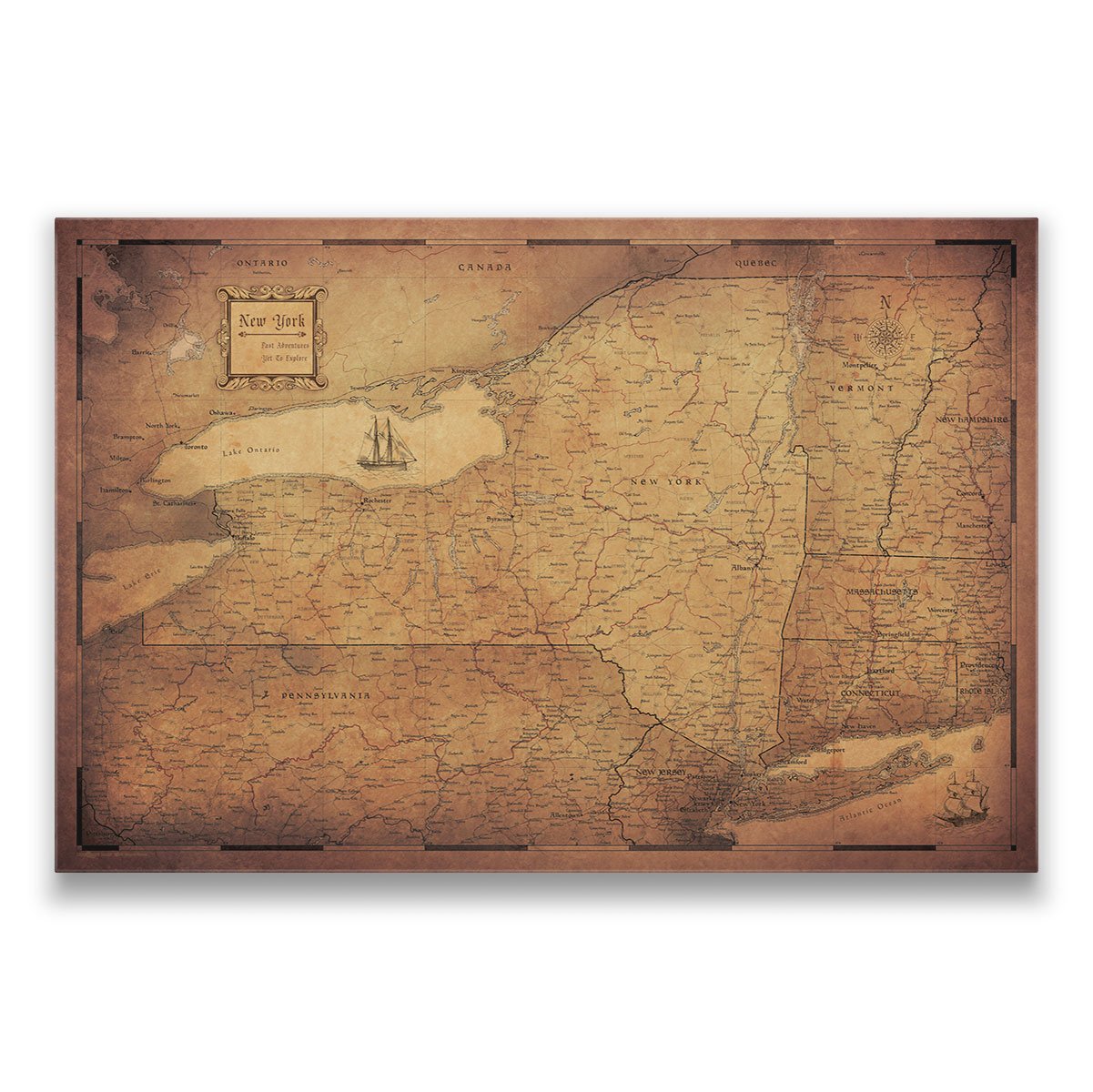 New York Map Poster - Golden Aged CM Poster