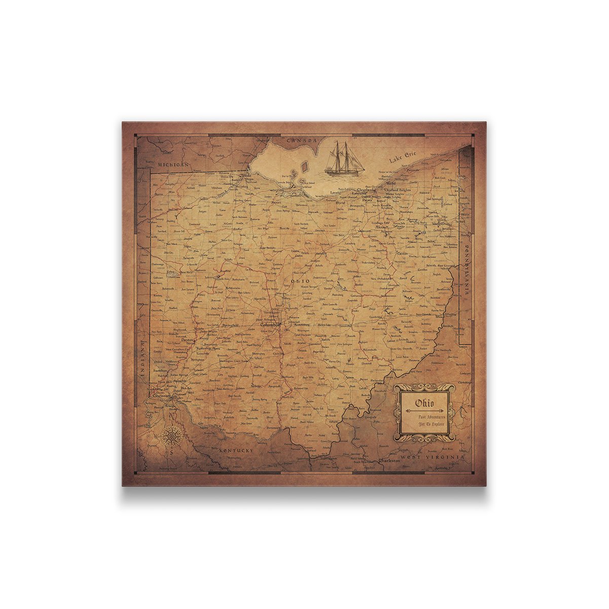 Push Pin Ohio Map (Pin Board) - Golden Aged CM Pin Board