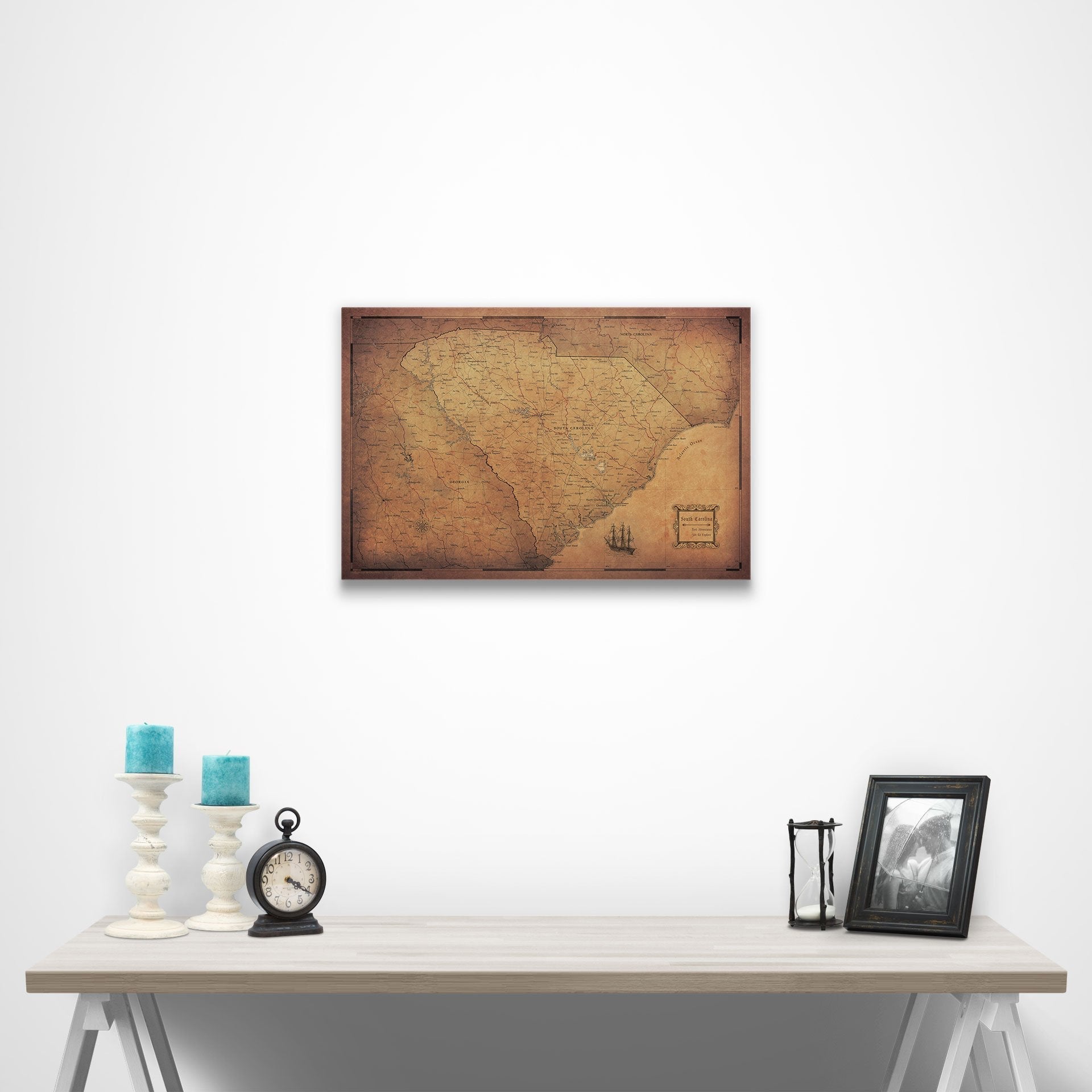 South Carolina Map Poster - Golden Aged CM Poster