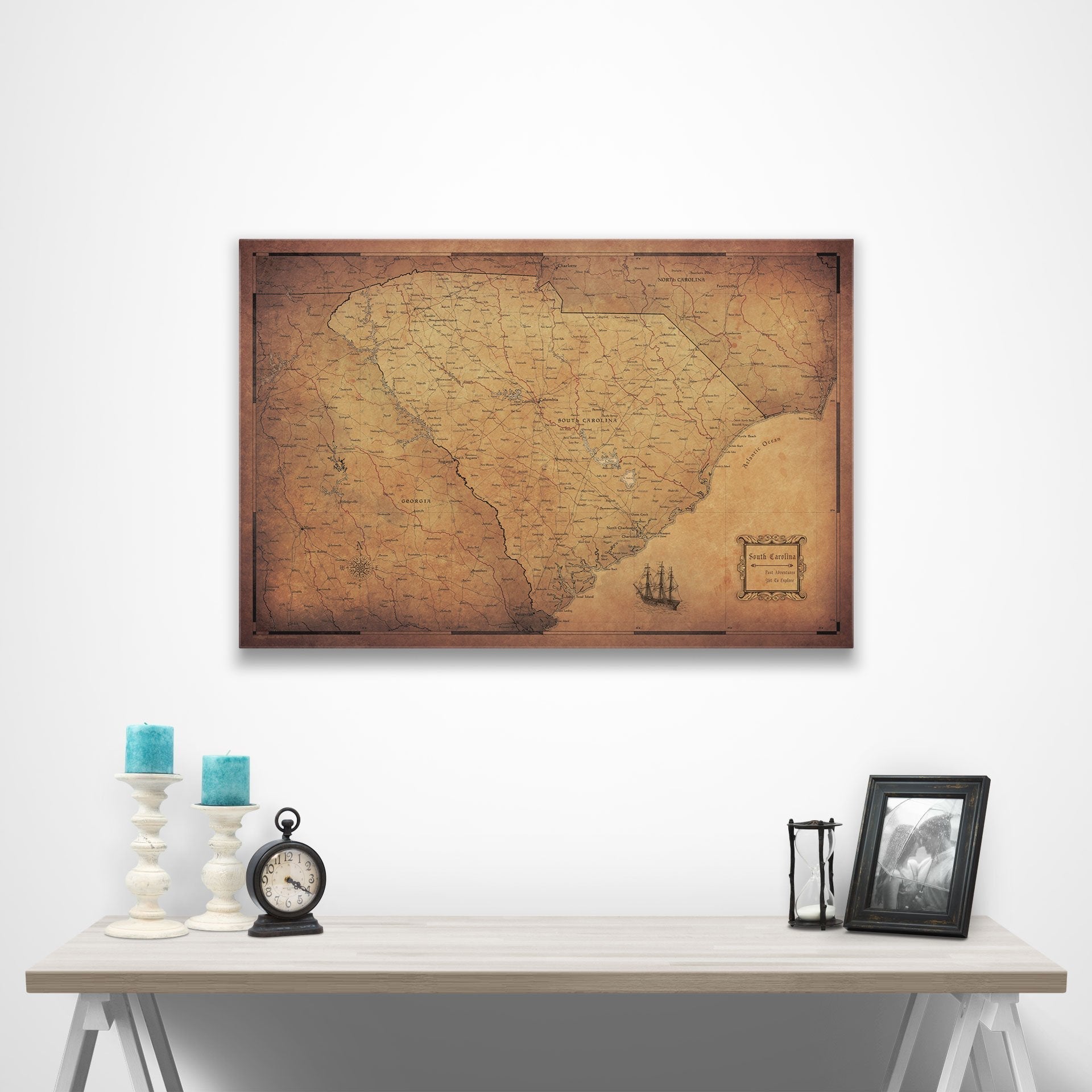 South Carolina Map Poster - Golden Aged CM Poster